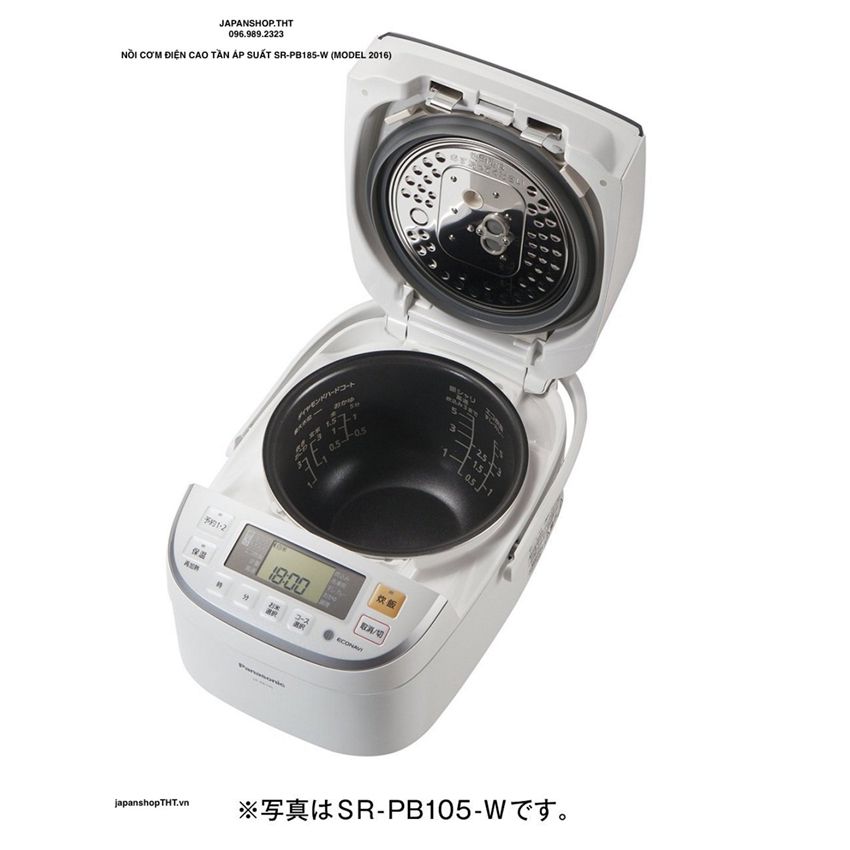 Click để xem ảnh lớn NỒI CƠM CAO TẦN ÁP SUẤT PANASONIC SR-PB185-W